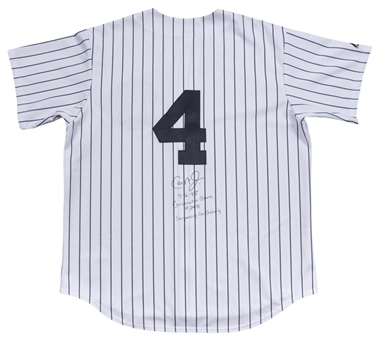 Cal Ripken Jr. Signed New York Yankees Home Jersey with "Surpassing Lou Gehrig" Consecutive Game Inscription (PSA/DNA)